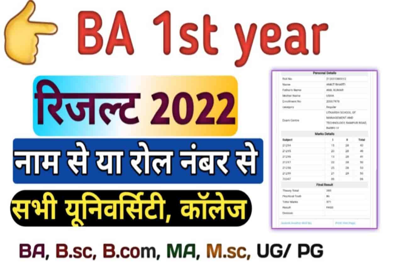 B.A 1st Year Result 2022 