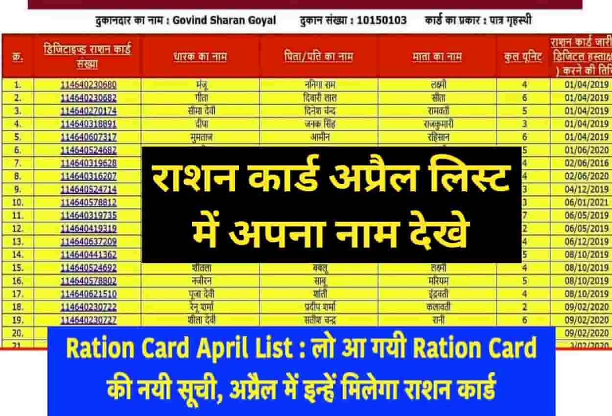 Ration Card April List Out