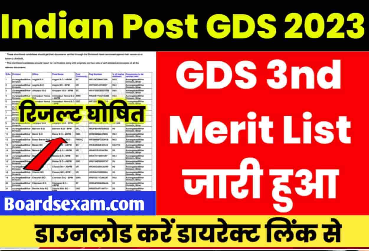 GDS 3rd Merit List 2023